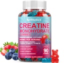 Creatine Monohydrate 8000mg Gummies with BCAA, L-Carnitine, Taurine & Vitamin B12 - Pre Workout Supplement for Muscle Growth, Strength & Energy, Multi-Flavor Chewable Gummies, 90 Count for Men & Women