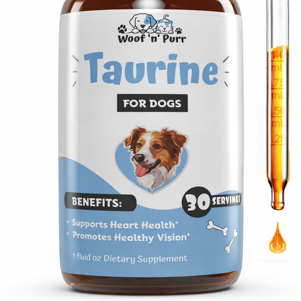 Taurine for Dogs - Taurine Supplement for Dogs - Supports Healthy Vision, Heart, Immune System, & Much More - Dog Heart Supplements - Dog Heart Health - 1 fl oz - Bacon Flavor