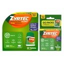 Zyrtec 24 Hour Allergy Relief Tablets, Fast-Acting Allergy Medicine for Indoor & Outdoor Allergies, Cetirizine 10 mg Tablet Antihistamine, 30 ct Bottle & 3 Single-Dose Travel Packs Bundle Pack