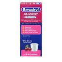Benadryl Allergy Medicine, Liquid Diphenhydramine HCl Antihistamines for Adults, Alcohol-Free, Hay Fever Allergy Relief for Sneezing, Runny Nose, Itchy & Watery Eyes, Wild Cherry 4 fl oz