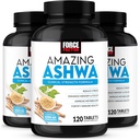 Force Factor Amazing Ashwa, KSM-66 Ashwagandha Supplement for Stress Relief, Focus, Memory, Immune Support, With Vitamins, Minerals & Antioxidants, Cortisol Supplements for Women, 360 Tablets (3-Pack)
