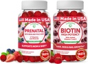 Lunakai Προγεννητική και Biotin Gummies Bundle - Εγκυμοσύνη Πολυβιταμίνη Gummy με σίδηρο & φολικό οξύ - δέρμα μαλλιών και νύχια συμπλήρωμα ανάπτυξης με βιταμίνη C και Ε - 30 ημέρες προσφοράς