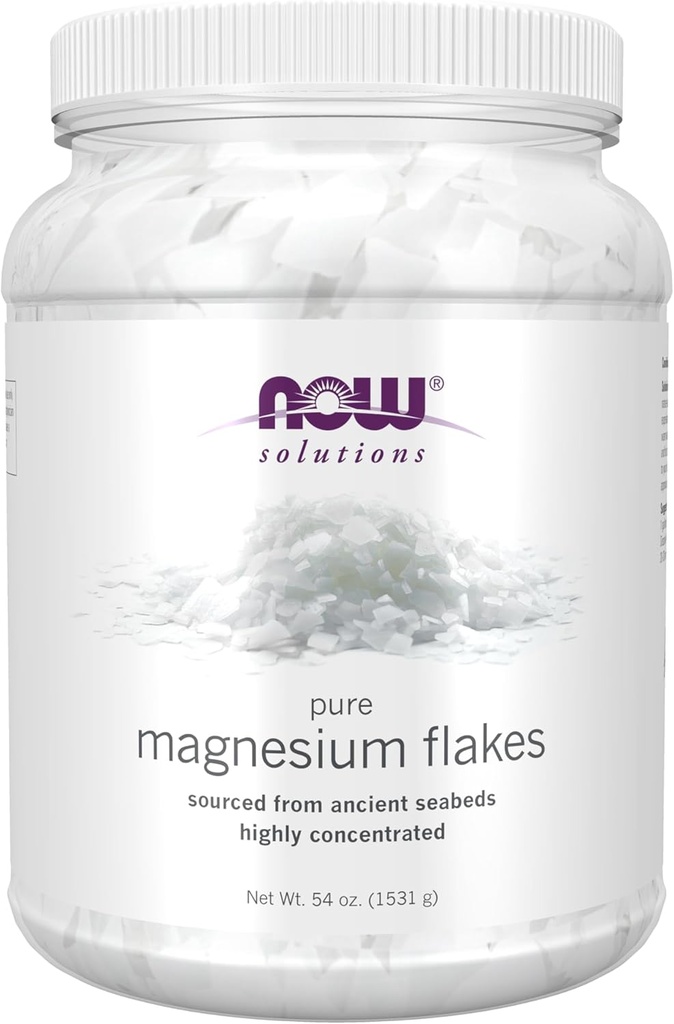 NOW Foods Solutions, Magnesium Flakes, 100% καθαρό, από το αρχαίο Seabed Zechstein, Πολύ συμπυκνωμένο, 54-Ounce
