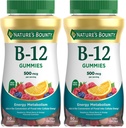 Nature's Bounty Vitamin B12 Gummies, Dietary Supplement, Supports Energy Metabolism and Nervous System Health, Mixed Berry Flavor, 500mcg, 160 Count (Pack of 2)