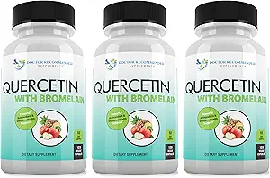 Quercetin 800mg w/Bromelain 165mg Per Serving- 120 Veggie Capsules-Full 60 Day Supply, Vitamin Supplement, Bioflavonoids, Gluten Free, Non-GMO (Pack of 3)