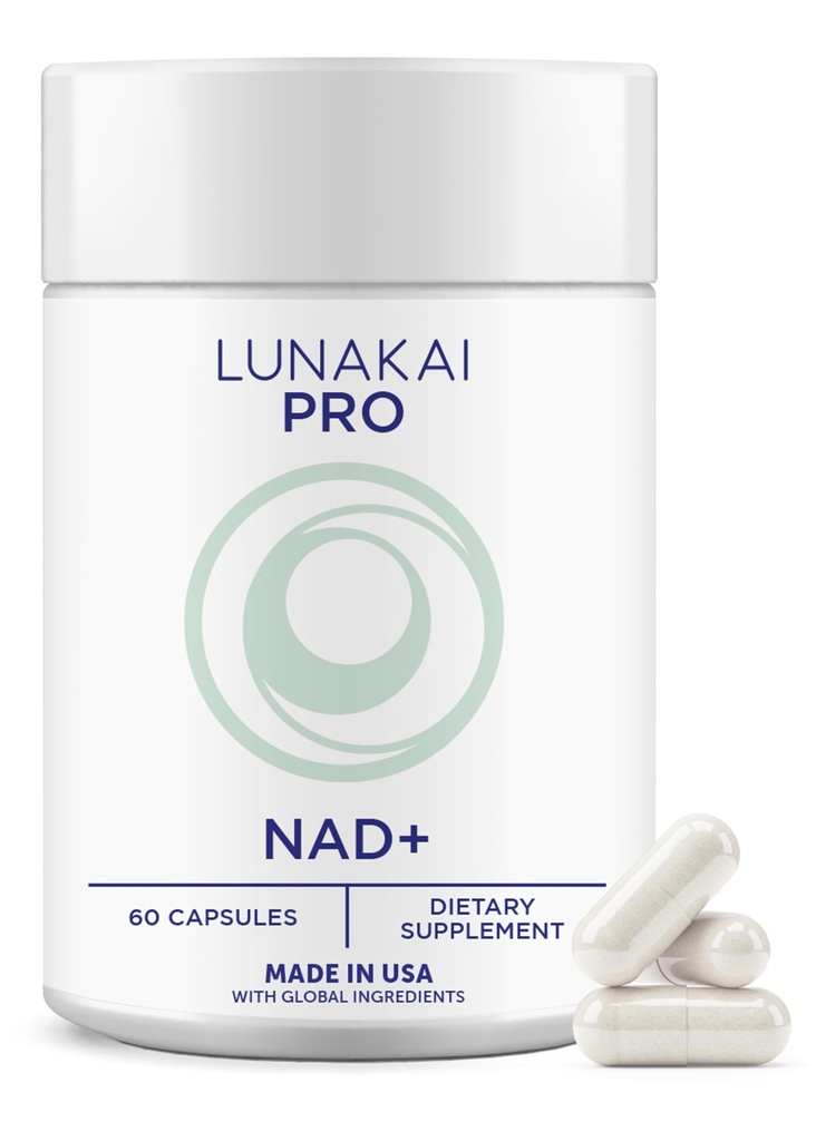 Lunakai USA Made Dual-Pathway NAD+ Formula with NR & Resveratrol – Natural NAD Supplement for Women & Men – Healthy Aging & Cellular Health Support, 60ct