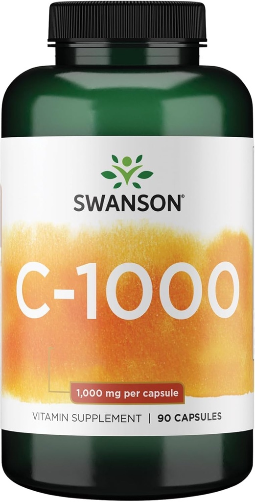 Swanson Vitamin C w/Rose HIPS - συμπλήρωμα βοτάνων για την προώθηση της υγείας του δέρματος, την υγεία της καρδιάς και το ανοσοποιητικό σύστημα Υποστήριξη - Φυσική φόρμουλα για την προώθηση της προστασίας & ευεξίας - (90 κάψουλες, 1000mg το καθένα)