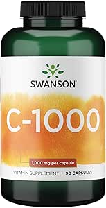 Swanson Vitamin C w/Rose HIPS - συμπλήρωμα βοτάνων για την προώθηση της υγείας του δέρματος, την υγεία της καρδιάς και το ανοσοποιητικό σύστημα Υποστήριξη - Φυσική φόρμουλα για την προώθηση της προστασίας & ευεξίας - (90 κάψουλες, 1000mg το καθένα)