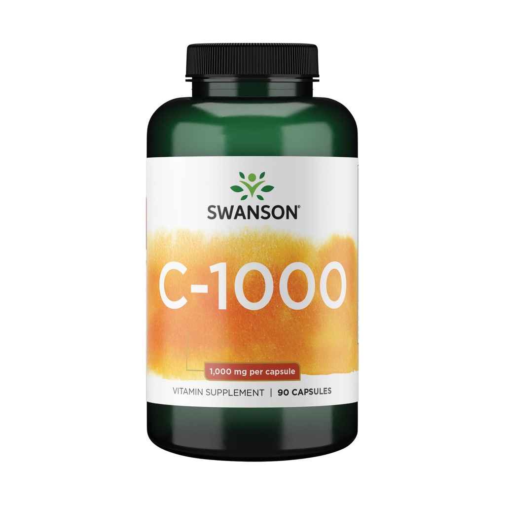 Swanson Vitamin C w/Rose HIPS - συμπλήρωμα βοτάνων για την προώθηση της υγείας του δέρματος, την υγεία της καρδιάς και το ανοσοποιητικό σύστημα Υποστήριξη - Φυσική φόρμουλα για την προώθηση της προστασίας & ευεξίας - (90 κάψουλες, 1000mg το καθένα)