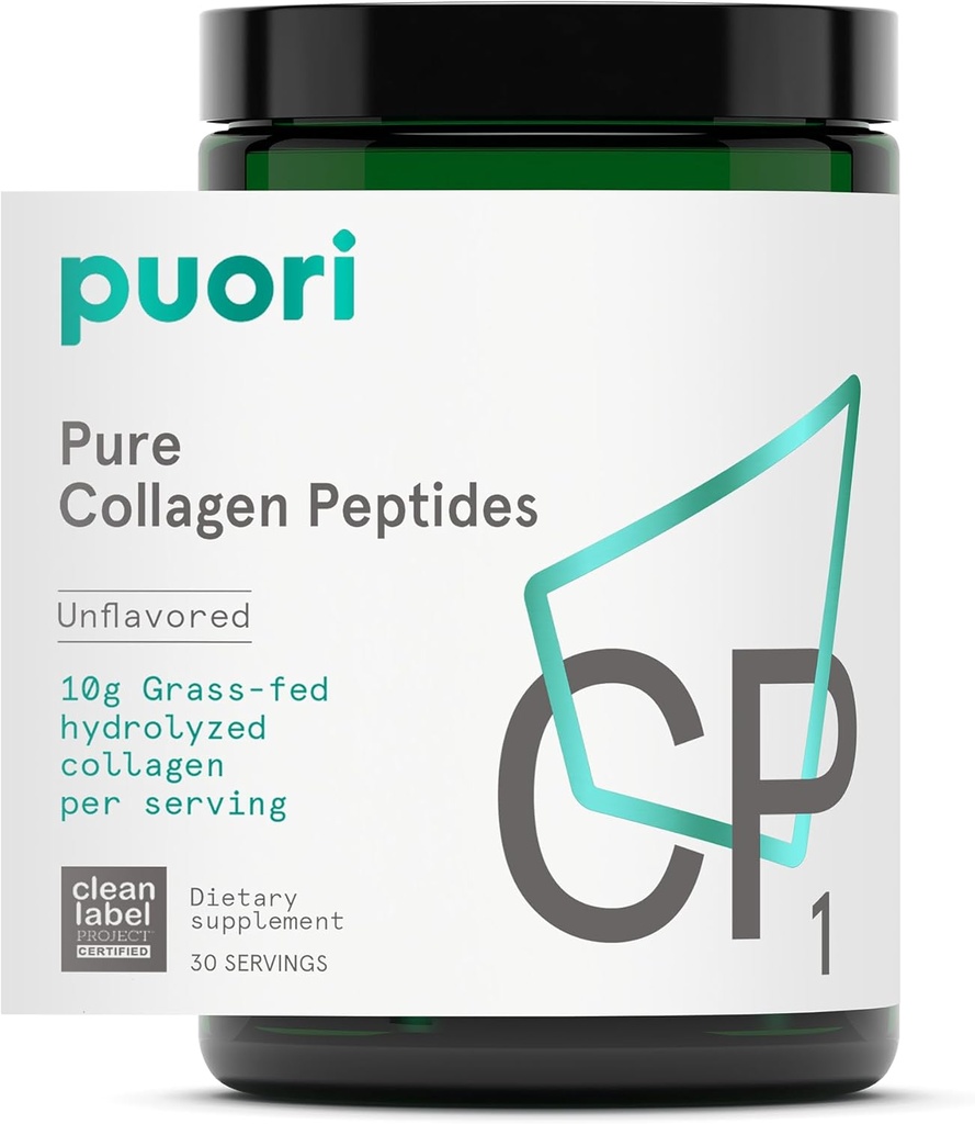 Puori Pure Collagen Peptides σκόνη, Unflavored - 10g Grass-Fed Hydrolyzed Bovine Collagen Υποστηρίζει την υγεία του δέρματος, την αντοχή των μαλλιών και των νυχιών, Joint Pain & Υποστήριξη κινητικότητας - 30 Υπηρεσίες