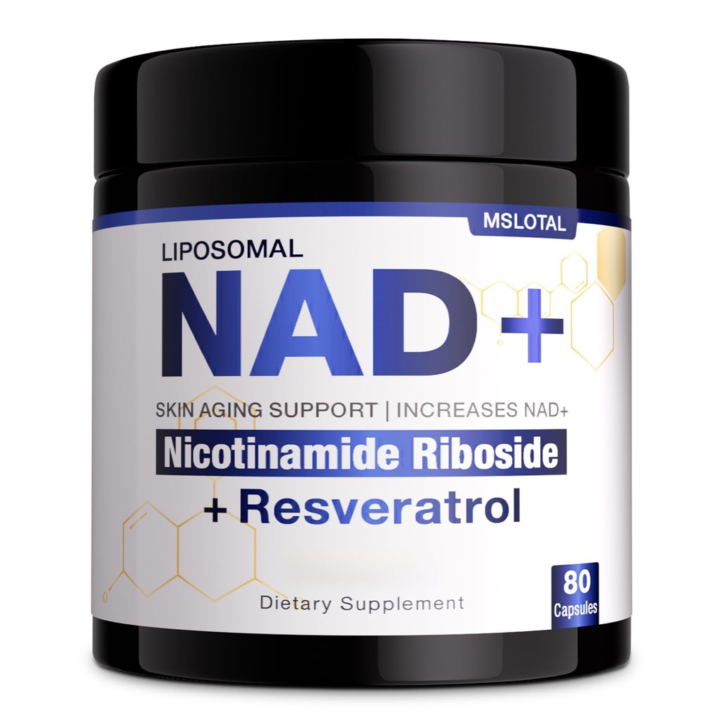NAD+ Supplement - NAD Nicotinamide Riboside Resveratrol NAD Supplement 1000mg Pure Organic for Women and Men Anti-Aging, Energy, Focus, 80 Capsules