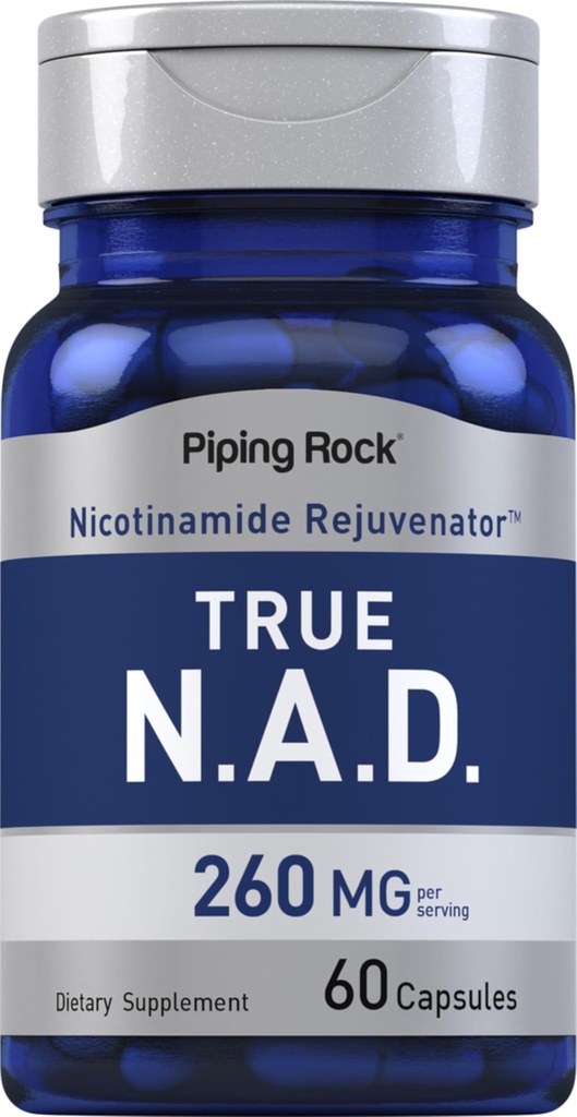 Piping Rock NAD Supplement for Women and Men | 260 mg | 60 Capsules | Nicotinamide Adenine Dinucleotid | Non-GMO, Gluten Free