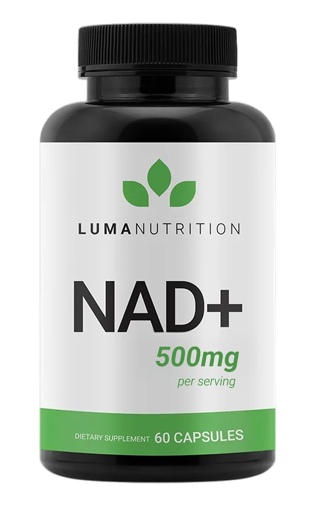 Luma Nutrition NAD+ Supplement 500mg Per Serving (250mg per Capsule) – Aging Plus Energy, Metabolism & Cellular Support – Pure NAD Supplements for Women & Men, Made in USA
