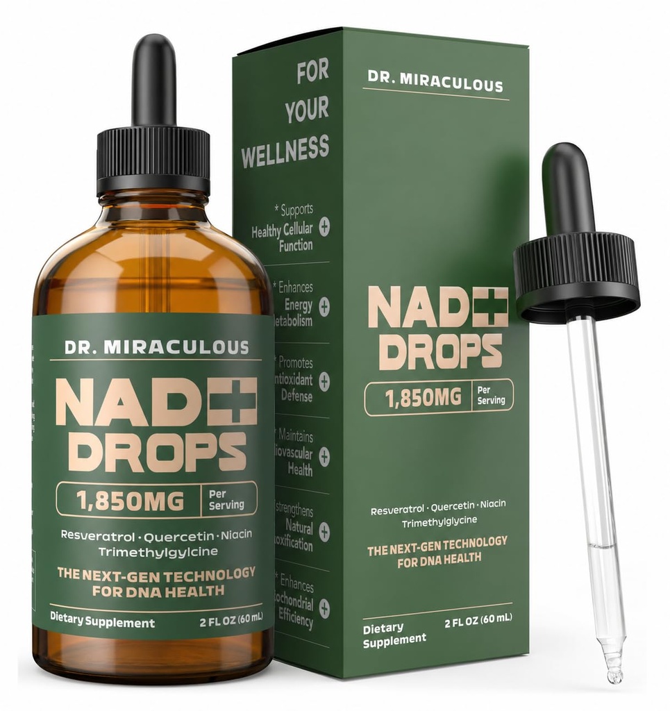Pure NAD+ Supplements 1850mg Liquid Drops for Women & Man | Nicotinamide Riboside Organic NAD Plus Boosting Supplement - Natural Lemon Flavor