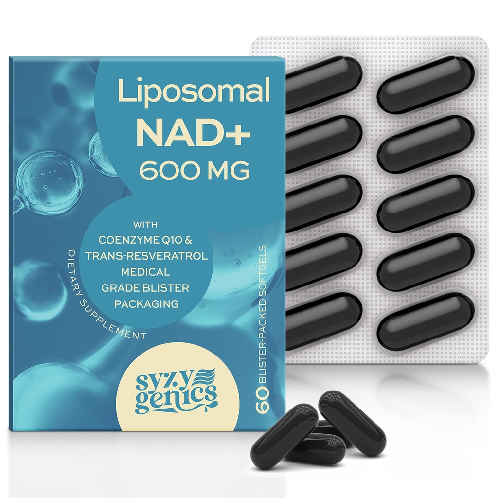 NAD+ Supplement 1600mg Extra Strength - Liposomal NMN Alternative with Resveratrol, Urolithin A, CoQ10, Quercetin & ALA - Mitochondrial Energy & Anti-Aging, Cell Regeneration, 60 Softgels