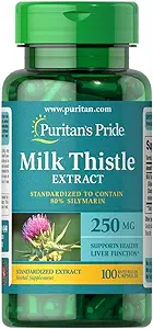 Puritans Pride Milk Thittle Τυποποιημένο 250 Mg κάψουλες Silymarin, 100 μέτρα
