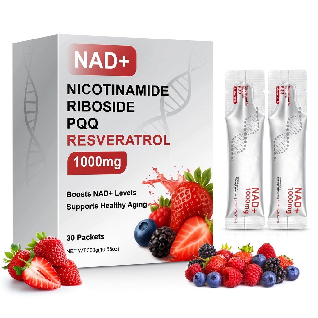 Howave NAD+ Liquid Supplement 1000mg, 30 Packets, with Nicotinamide Riboside, Resveratrol & PQQ - Healthy Aging NAD Booster for Cellular Energy, Cellular Health & Mental Clarity for Men & Women