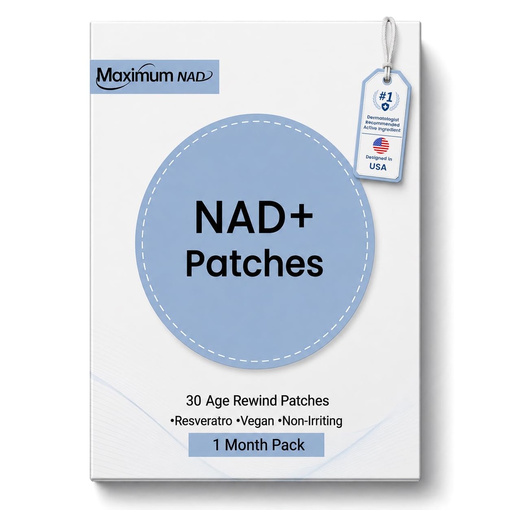 NAD+ Patches for Women & Men with Nicotinamide and Resveratrol-30 Patches, Premium 8-Hour Extended-Release Formula, Vegan