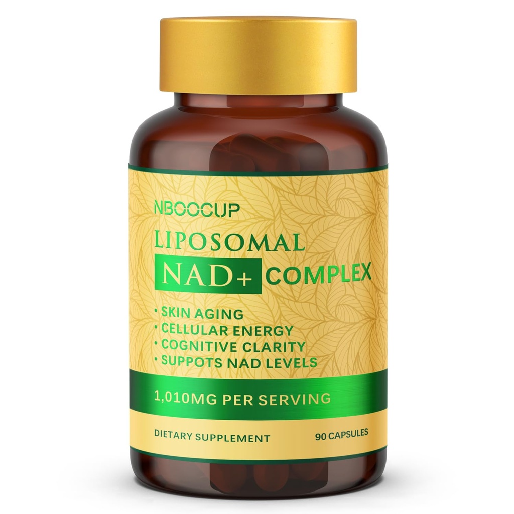 NBOOCUP NAD Supplement - 1010mg Nicotinamide Riboside Chloride Complex, Liposomal NR Supplements, Resveratrol NAD+ for Anti Aging, Cellular Energy, Skin, Focus - 90 Capsules