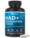 WEEVIT NAD+ Resveratrol Supplement with COQ10, Quercetin, Turmeric, NAD+ Supplement for Men and Women - Energy, Focus & Anti-Aging Support - Gluten Free, Non-GMO