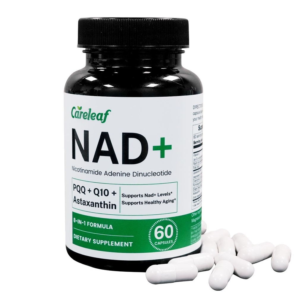 NAD+ Supplement 300mg, Liposomal NAD Boost with PQQ, Astaxanthin, Folic Acid, Vitamin E, High Purity NAD Supplement for Anti-Aging, Cell Longevity, Energy Metabolism - 60 Capsules