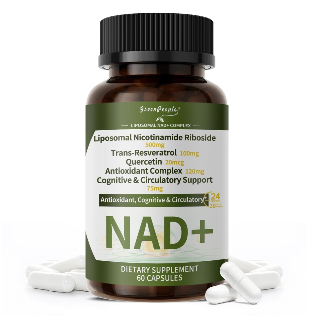 NAD+ Supplement for Women with Resveratrol , 20-in-1 NAD Plus Supplement with Liposomal Nicotinamide Riboside Boost NAD+ Levels for Cell Repair Energy, Antioxidant,Focus - 60 Vegan Capsules