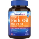 Omega-3 Fish Oil 2000 mg, Vitamin D3 K2 (MK-7), 1100 mg Omega-3 Supplements for Women & Men, 600 mg EPA, 400 mg DHA, Bone, Heart, Brain & Immune Health, 60 Softgels