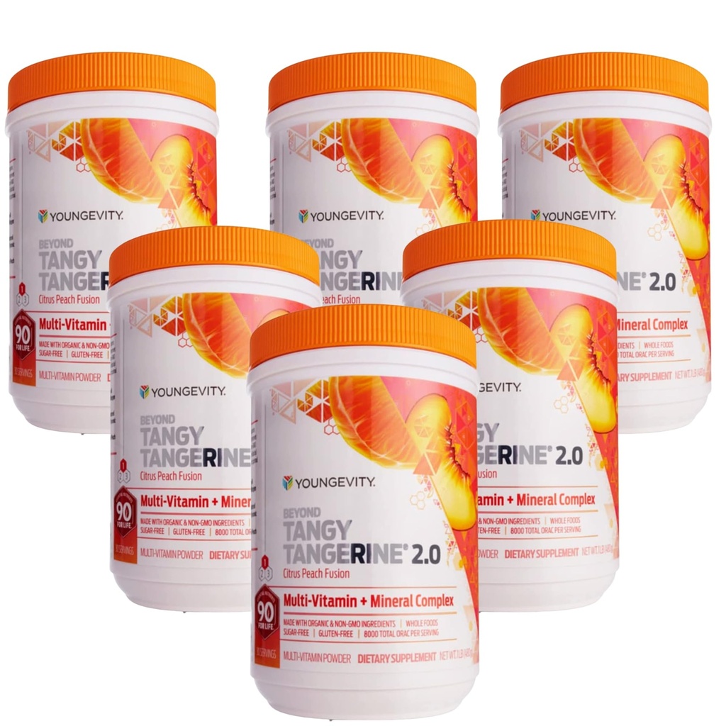 Youngevity Beyond Tangy Tangerine 2.0 Citrus Peach Fusion Multi-Vitamin & Mineral Complex - Made with Natural & Whole Foods 