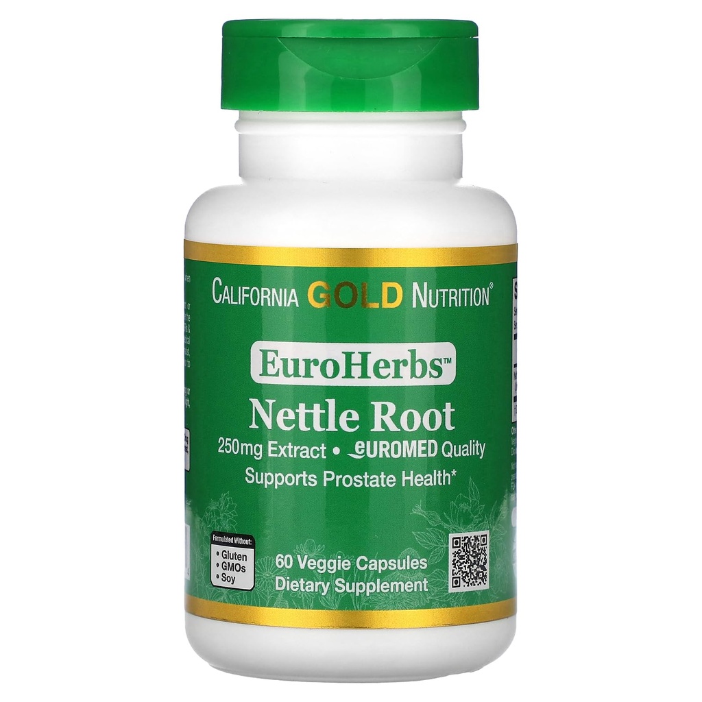 California Gold Nutrition EuroHerbs, Nettle Root Extract, Euromed Quality, 250 mg, 60 Veggie Capsules