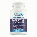 Enzyme +7 Digestive Enzymes for No Gallbladder - Ox Bile Salts 30mg, Betaine HCl 100mg, Pancreas Substance & 7 Enzymes - Post-Gallbladder Removal Support - Doctor-Formulated, Made in USA - 60 Tablets
