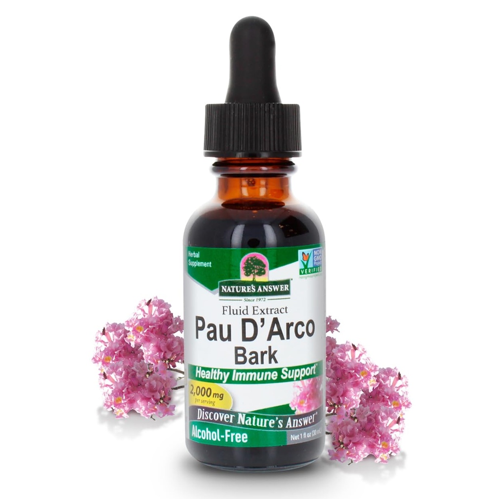 Nature's Answer PAU D'Arco Inner Bark | Supports Immune System | Helps Maintain Intestinal Flora | Alcohol-Free, Gluten-Free, Kosher Certified & No Preservatives 1oz Extract | Single Count