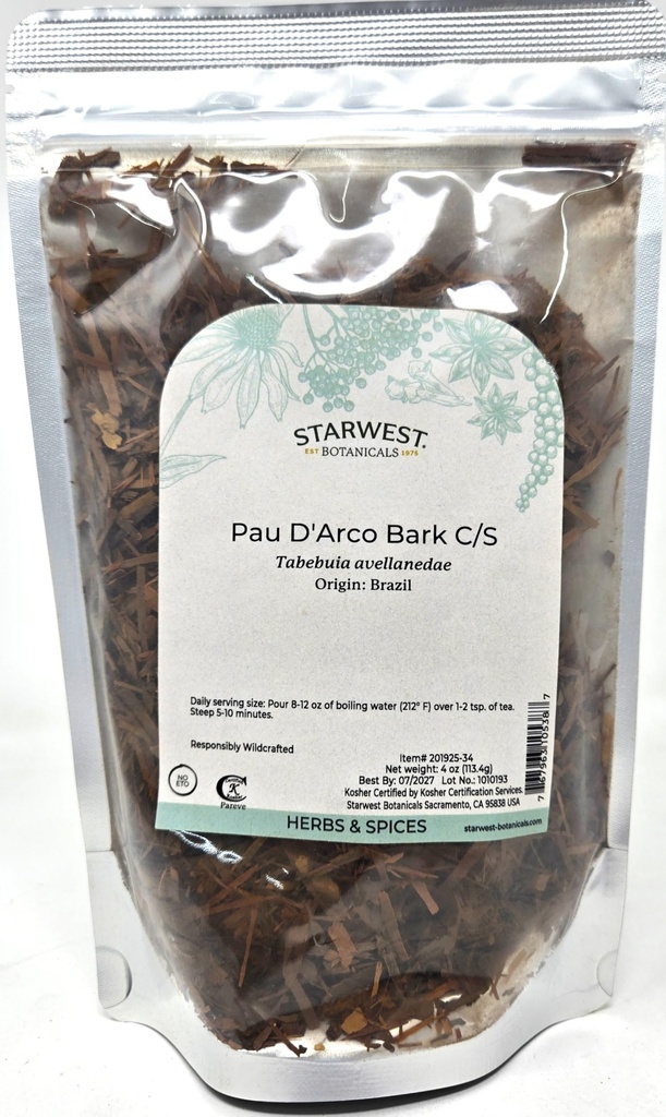 Pau D'Arco Bark C/S Wildcrafted - 4 Oz (113 G) - Starwest Botanicals