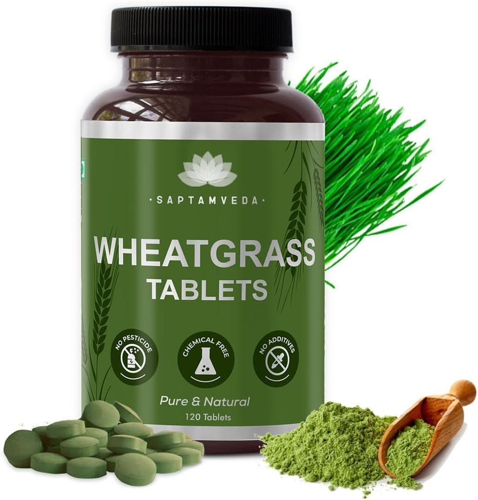 Organic Wheat Grass Tablets (120 Tablets, 500mg) - Natural Antioxidant Superfood, Supports Healthy Joints, Immunity Booster, Non-GMO, Vegan