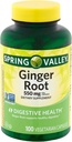 Spring Valley Ginger Root 550 mg, Dietary Supplement, Ginger Root Capsules t, 100 Count + Sticker
