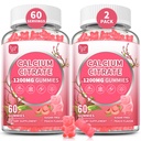(2 Pack) Pure Calcium Citrate Gummies 1200 mg for Women & Men,Calcium Citrate Supplements,High Absorption for Bone Muscle Healthy - Easy to Digest, Sugar Free,Vegan,Peach Flavor,60 Day Supply