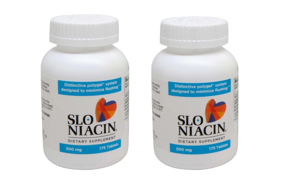 Slo's Niacin 500 mg Tablets, 175 Count (2-Pack) B-Vitamin Support for Metabolism & Energy Production