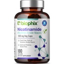 biophix B-3 Nicotinamide 500 mg 180 Vcaps - Nicotinic Amide Niacin Natural Flush-Free Vitamin Formula - Supports Skin Cell Health