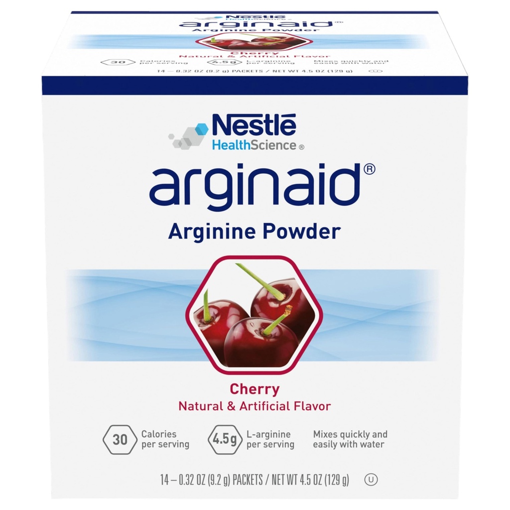 Arginaid Arginine Powder, Drink Mix Formula with 4.5g L-arginine Per Serving, Vitamin C & Vitamin E, Cherry Flavor, 0.32 Ounce, Pack of 56