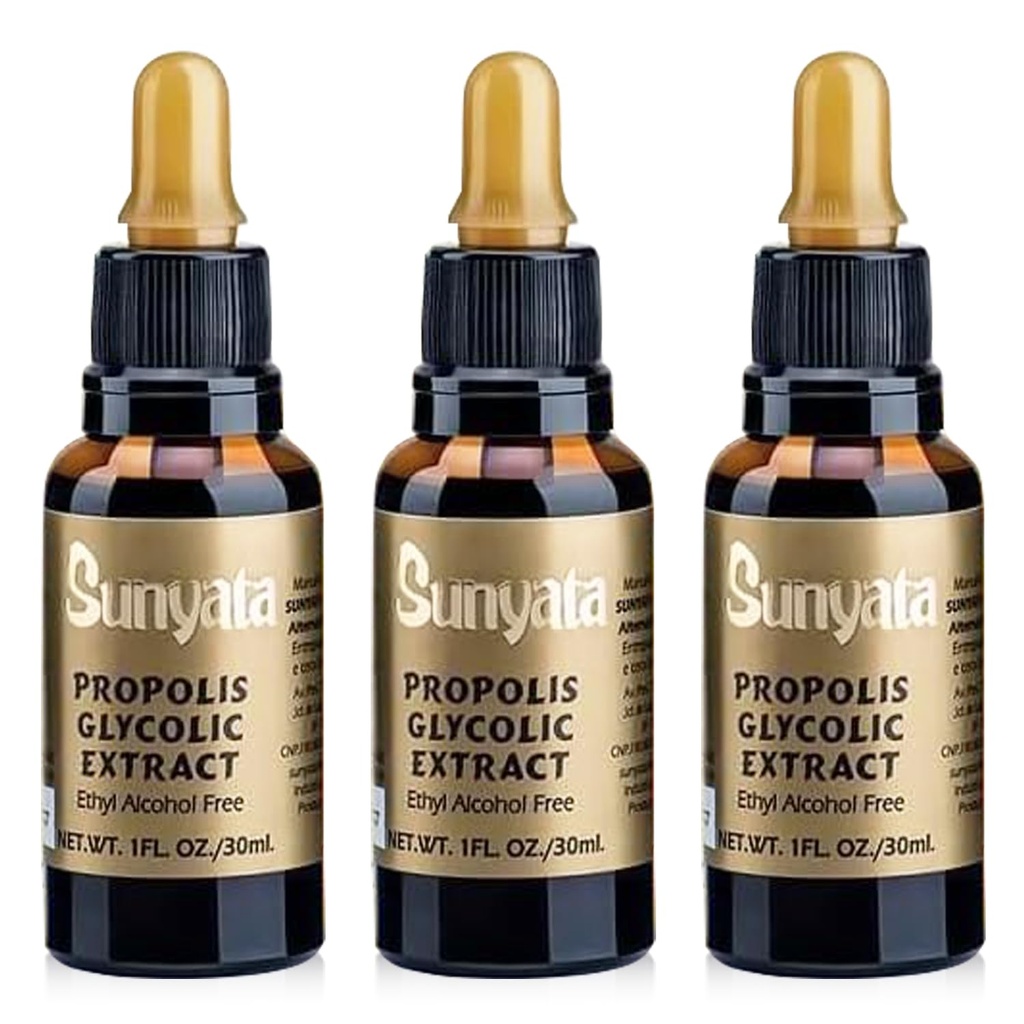 Sunyata Brazilian Green Bee Propolis Liquid Extract – No Alcohol, Natural Immune Support & Antioxidant Concentrate, 30ML (3 Pack)