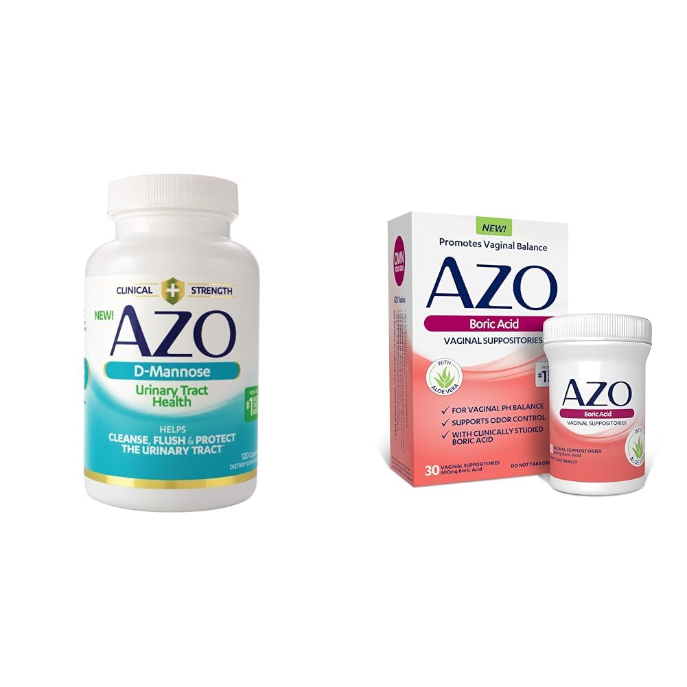 AZO D Mannose Urinary Tract Health 120 Count Boric Acid Vaginal Suppositories 30 Count