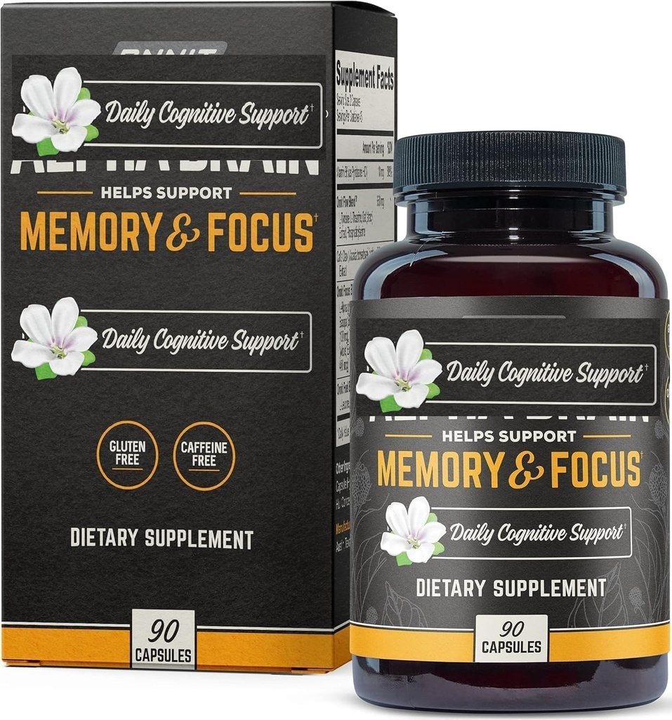 Cognitive Enhancement Nootropic Capsules - Memory Support, Mental Clarity & Focus - Brain Health Supplement - 90 Count