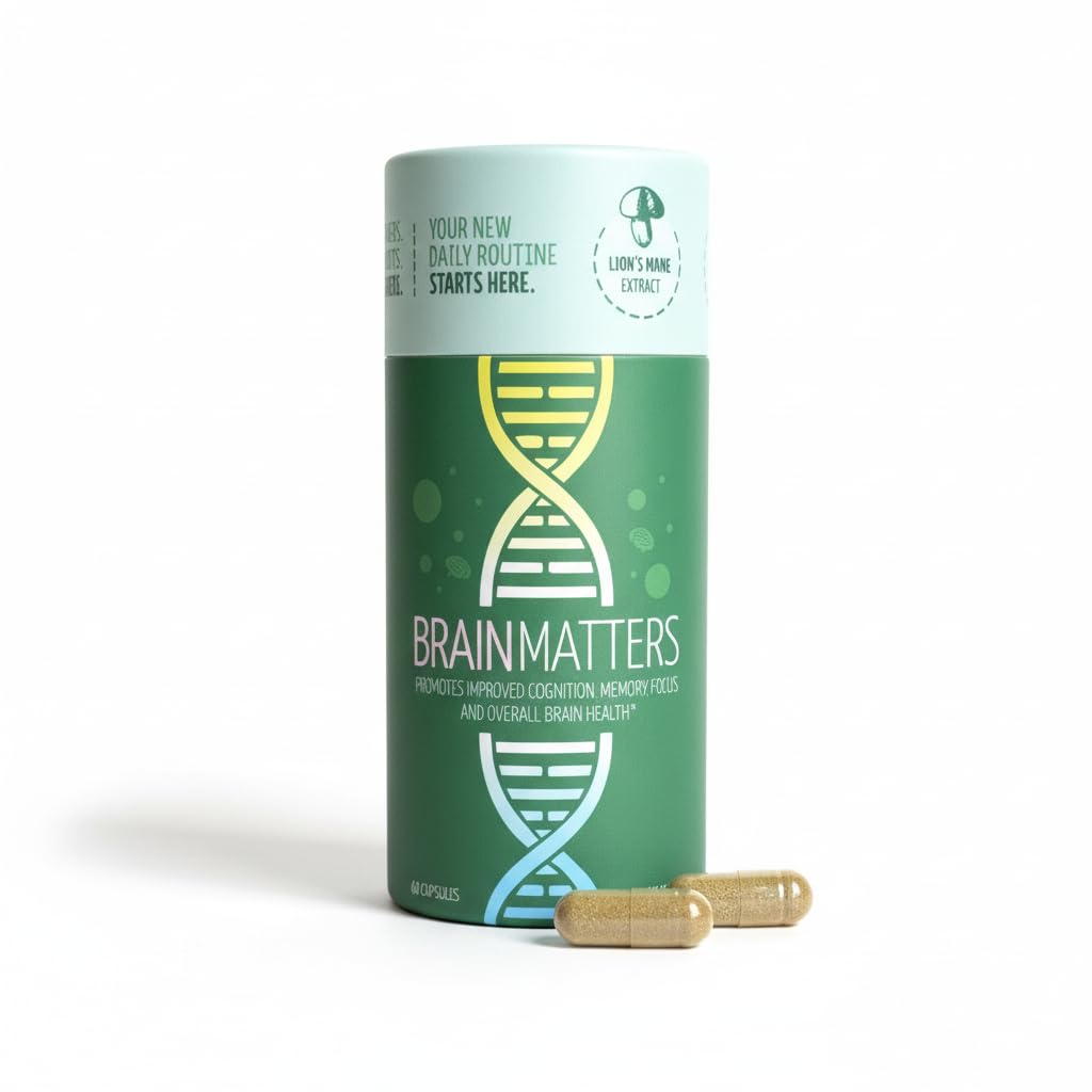 BrainMatters Nootropic Supplement with Bacopa, Ginkgo Biloba, Lion's Mane Mushroom, B Complex, NAD, Choline for Memory, Focus.