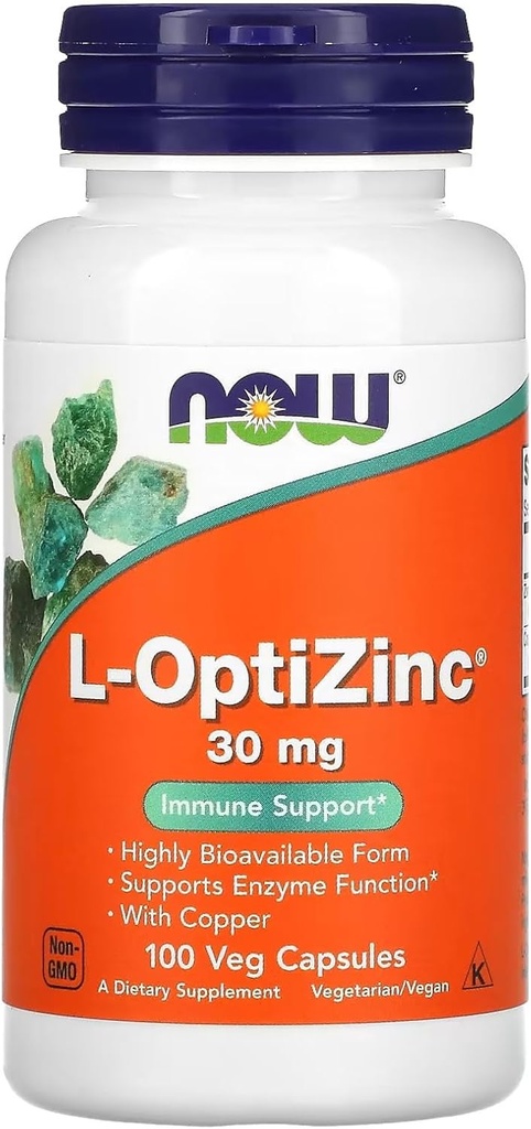Τώρα Τρόφιμα: L-Optizinc Ανοσολογική Υποστήριξη 30 mg, 100 Caps (2 συσκευασία)