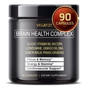 VEGATOT Brain Booster Brain Health Complex Supplement Concentrated with CoQ-10 VIT B6 Lion's Mane Ginkgo Biloba Lemon Balm Ginseng - Focus Memory Energy