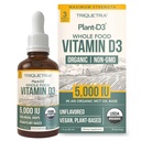 Plant-D3 Organic Vitamin D3 5000 IU - Vegan, Max Strength Sublingual Liquid D3 D3 Drops - 200% Υψηλότερη Απορρόφηση - 100% Plant-based Cholecalciferol Form - Ρυθμιζόμενη Δοσολογία για όλες τις ηλικίες (1oz Liquid)