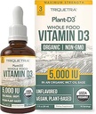 Plant-D3 Organic Vitamin D3 5000 IU - Vegan, Max Strength Sublingual Liquid D3 Drops - 200% Higher Absorption - 100% Plant-Based Cholecalciferol Form - Adjustable Dosing for All Ages (1oz Liquid)