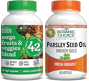 Botanic Choice - Mega Fruits & Veggies and Parsley Seed Oil Bundle - Ενεργειακή Ισορροπία & Συμπληρώματα Αναπνοής για Ενήλικες