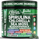 Sea Tox Organic Spirulina and Chlorella Capsules Natural Cleansing & Nourishment Sea Moss Bladderwrack Chlorophyll Burdock Root Ashwagandha Turmeric 90 Vegan Black Seed Oil Capsules By Clean Nutra