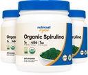Nutricost Organic Spirulina Powder Unflavored, 1LB Container for 454 Servings (3 Bottles) - Vegan, GMO Free and Gluten Free