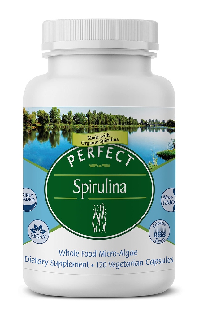 Perfect Supplements – Perfect Spirulina – 120 Vegetable Capsules – Organic Spirulina Supplement - Whole Food Micro Algae - Immune System Support